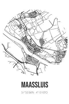 Maassluis (Zuid-Holland) | Landkaart | Zwart-wit van MijnStadsPoster