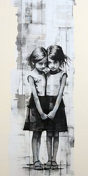 Double Shy | Street Art | Banksy Style van Blikvanger Schilderijen