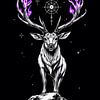 Weißer Hirsch mit violettem Geweih - Sternennacht von MIROKKU