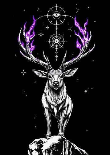 Wit hert met paars gewei - Sterrennacht