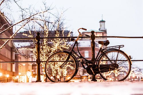 Leiden avond licht in de winter
