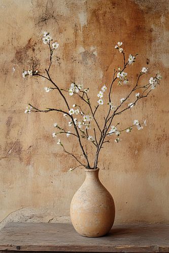 Vase en céramique avec branches fleuries