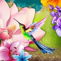 Colourful hummingbird in Flower Paradise
