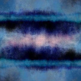 Colorful abstract minimalist landscape in pastel colors. Blue, neon pink, black by Dina Dankers