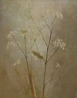 linen flowers vintage - green