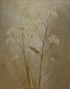 linen flowers vintage - green