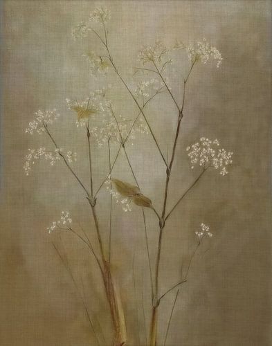 linen flowers vintage - green