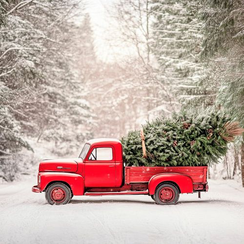 Camion rouge hiver