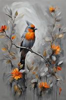 Orange Vogel 1.7 Schilderij