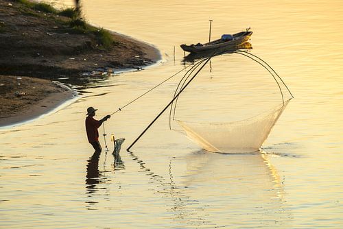 Zonsondergang op de Mekong