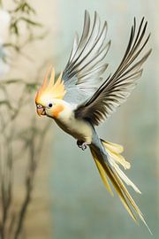 Flying cockatoo with colourful plumage by Poster Art Shop