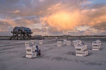 Sunset on the beach at Sankt Peter-Ording by Achim Thomae Photography