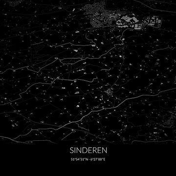 Zwart-witte landkaart van Sinderen, Gelderland. van Rezona