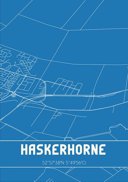 Blueprint | Map | Haskerhorne (Fryslan) by Prints of Place