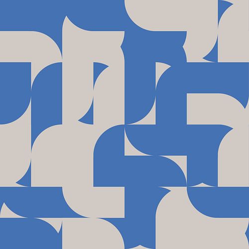 Abstracte kunst in blauw en wit nr. 5