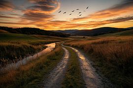 Vögel im Abendhimmel