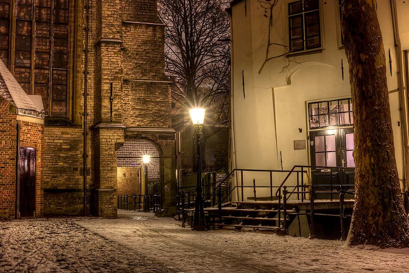 Historic street in Gouda by Eus Driessen