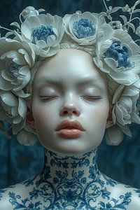 Frau in Delfter Blau