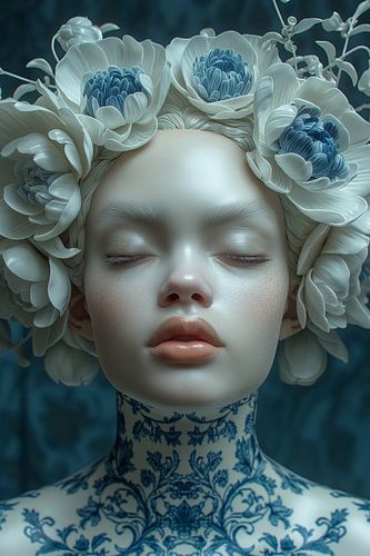 Vrouw in delfts blauw