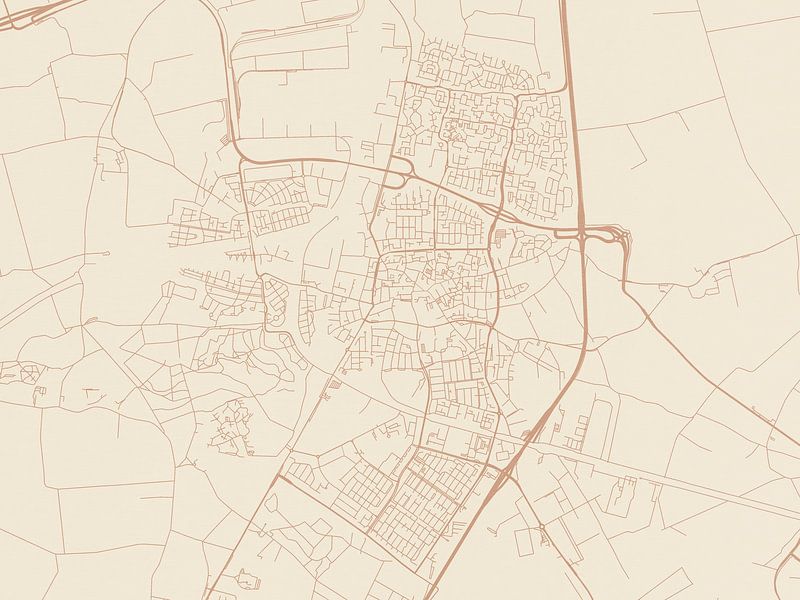 Terracotta style map of Oosterhout by De Kaartenwinkel