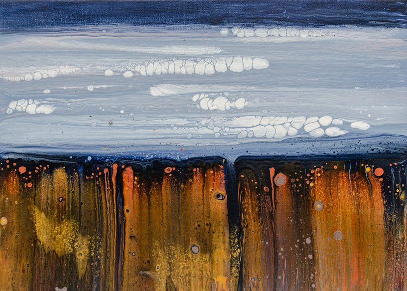 Kustlijn - Abstract, acrylverf op canvas van Hannie Kassenaar