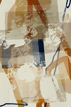 Modern abstract in marine, terracotta en zand van Dina Dankers