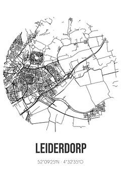 Leiderdorp (Süd-Holland) | Karte | Schwarz und Weiß von Rezona