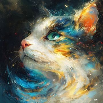 cat - cat in watercolour by Gelissen Artworks