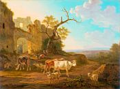 Landschaft mit Kühen in der Nähe einer Ruine, Jacob van Strij von Meisterhafte Meister Miniaturansicht