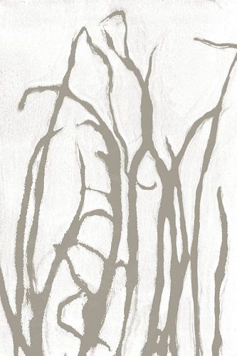 Taupe gras in retrostijl. Moderne botanische minimalistische kunst in betongrijs en wit