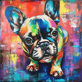 Bulldogge Vollfarbe | Pop Art Bulldogge