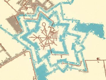 Map of Bourtange in the style Blue & Cream by Map Art Studio