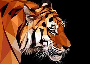 Kant Tiger Close Up in Lowpoly Abstracte Illustratie van Yoga Art 15