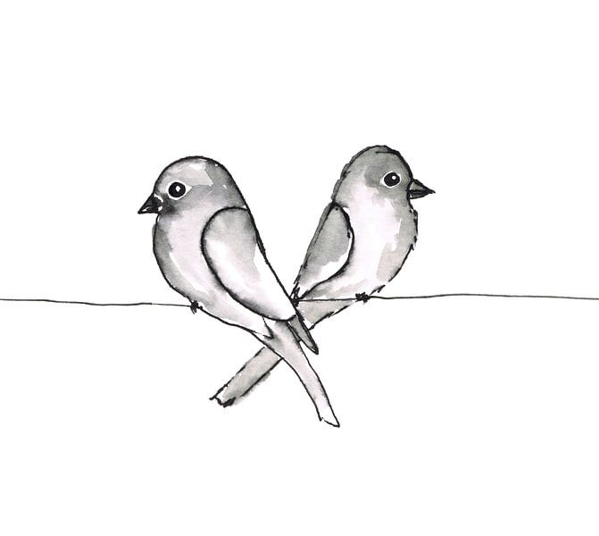 Twee vogeltjes van Bianca Wisseloo