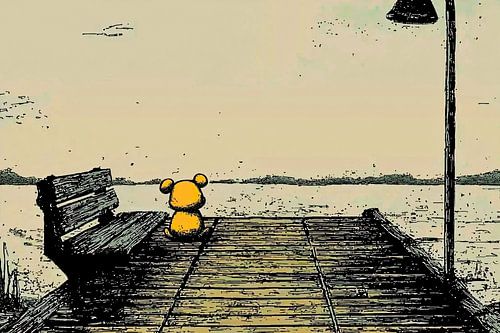 Teddybeer op een pier