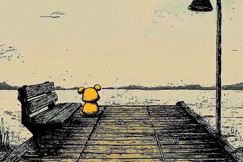 Teddy bear on a pier by Imperial Art House