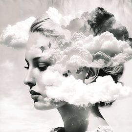 Head in the clouds portrait by Vlindertuin-Art