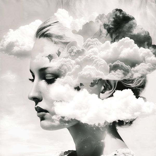 Portrait de la tête dans les nuages par Vlindertuin-Art