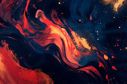 Farbexplosion in tiefem Blau und Rot