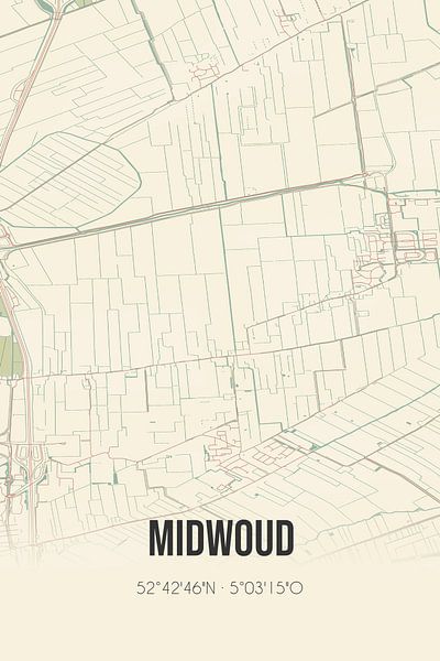 Alte Karte von Midwoud (Nordholland) von Ortsdrucke