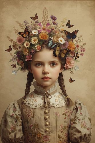 Mädchen mit Schmetterlingen und Blumen von Bernhard Karssies