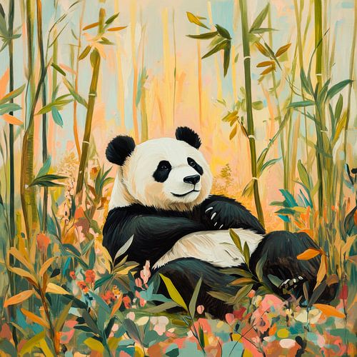 Panda ontspant in het bamboebos
