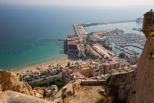 Panoramic view of the port of Alicante, Spain.