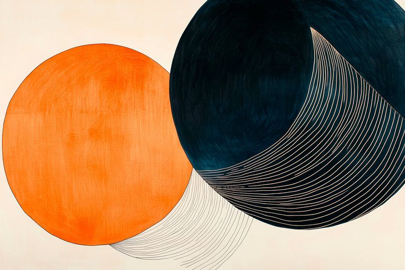 Farbige Geometrie: Orange trifft Schwarz von Poster Art Shop