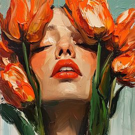 Blumenportrait farbenfroh und modern von Wilma Mesman