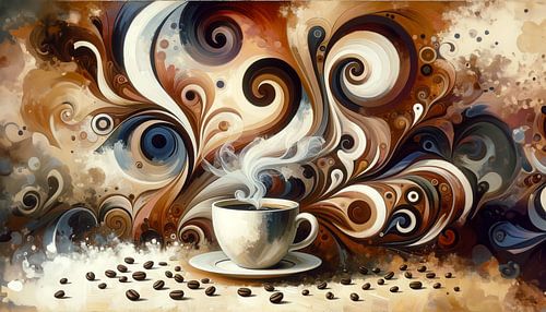 Smaakwervelingen rond dampende koffiekop