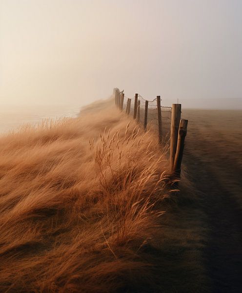 Omheining in het landschap van fernlichtsicht