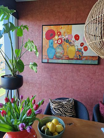 Super buntes Stillleben mit Blumen