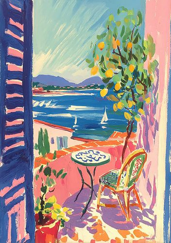 Vue sur la Méditerranée avec un citronnier