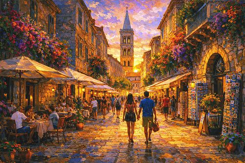 Zadar in Kroatië, een impressionistisch schilderij.